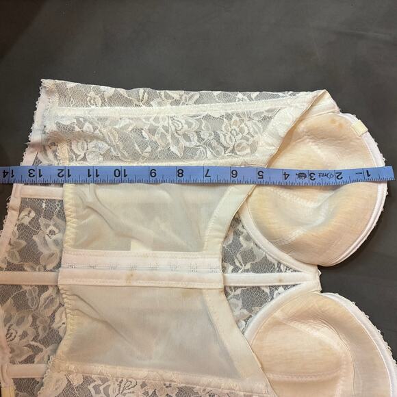 Women lace bustier top medium white Boned Corset steampunk coquette fairy goth - Picture 8 of 8